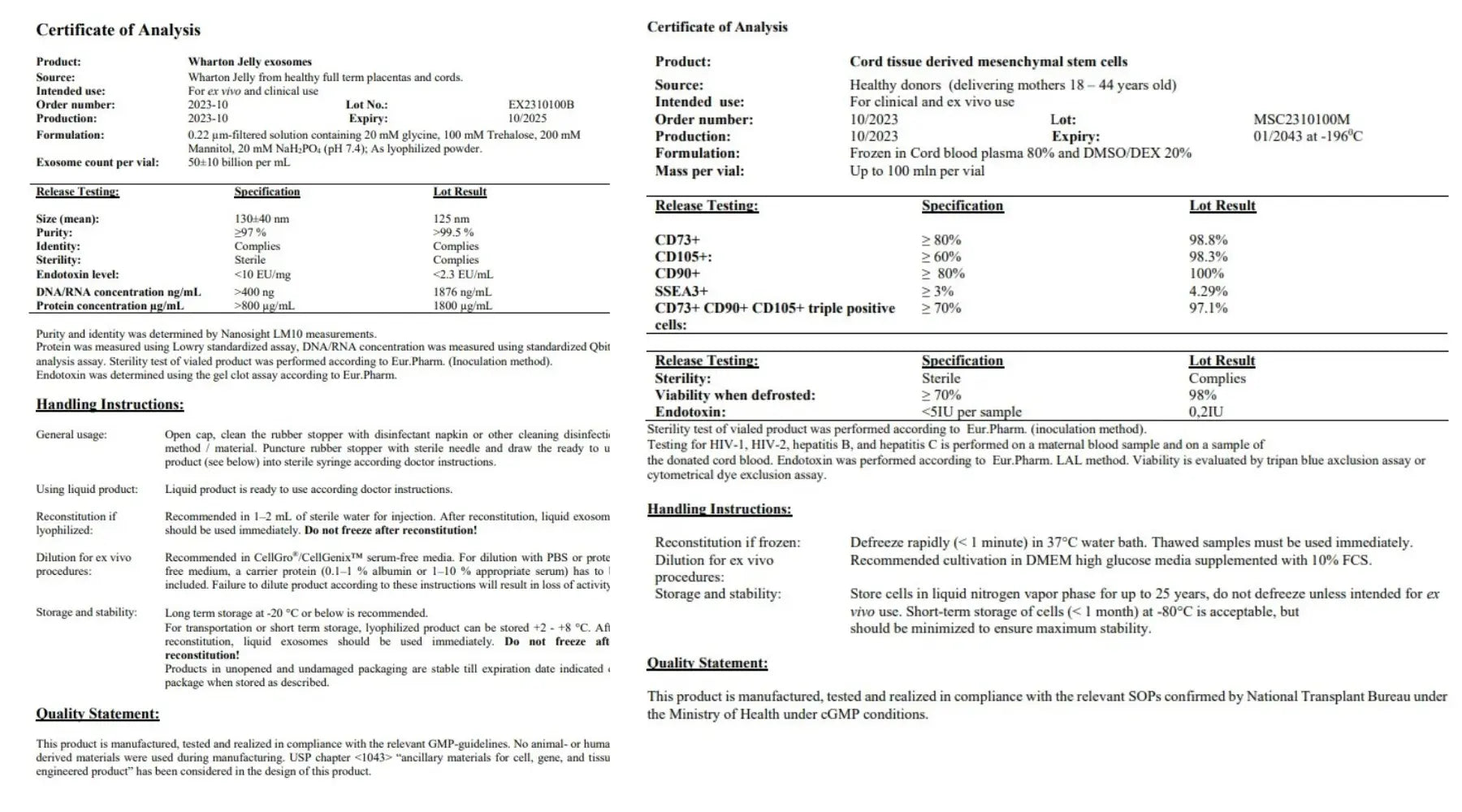 сертификати на екзозоми и стволови клетки